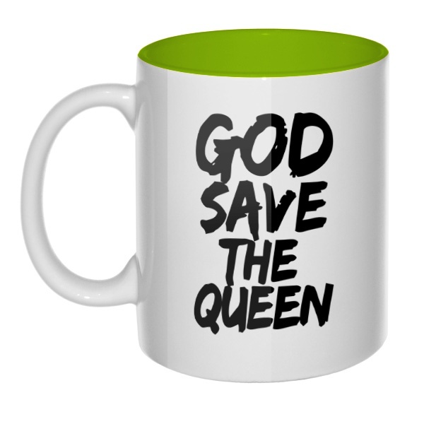 Кружка цветная внутри God Save the Queen, цвет салатовый