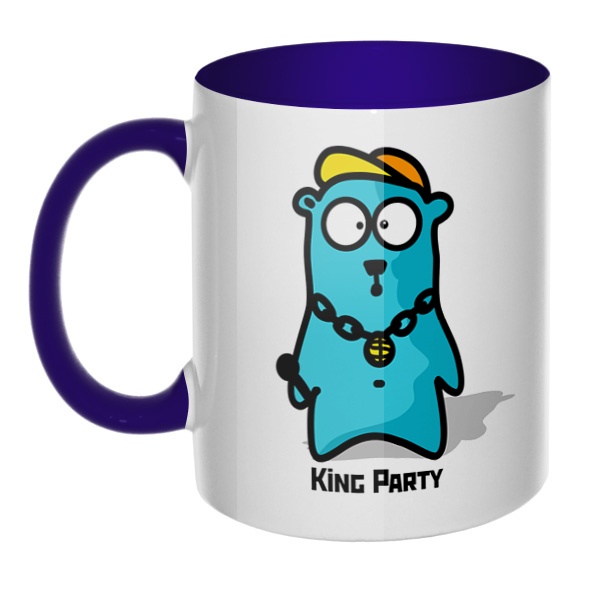 King party, кружка цветная внутри и ручка, цвет темно-синий