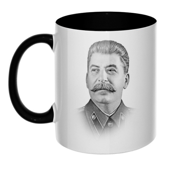Кружка Сталин цветная внутри и ручка, цвет черный