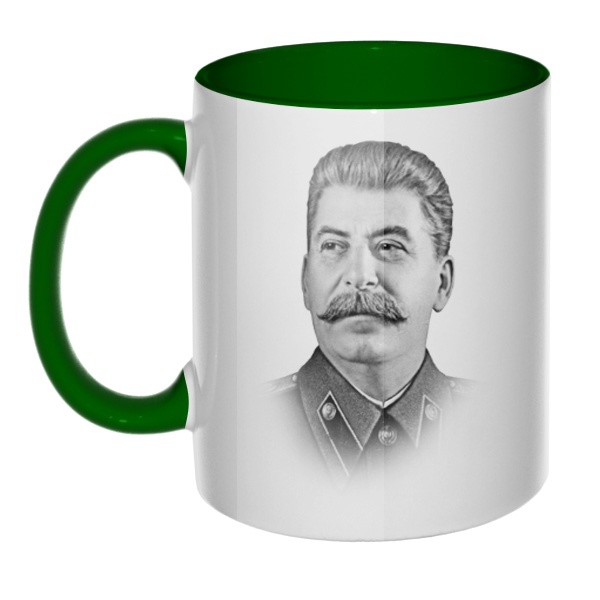 Кружка Сталин цветная внутри и ручка, цвет зеленый