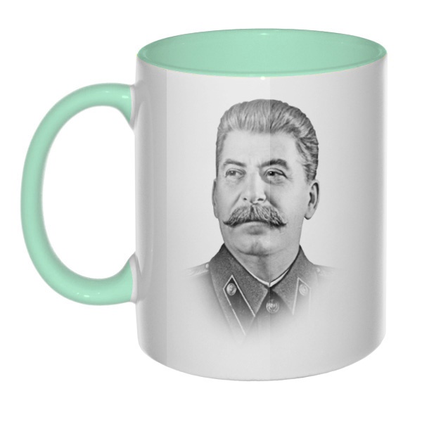 Кружка Сталин цветная внутри и ручка, цвет мятный