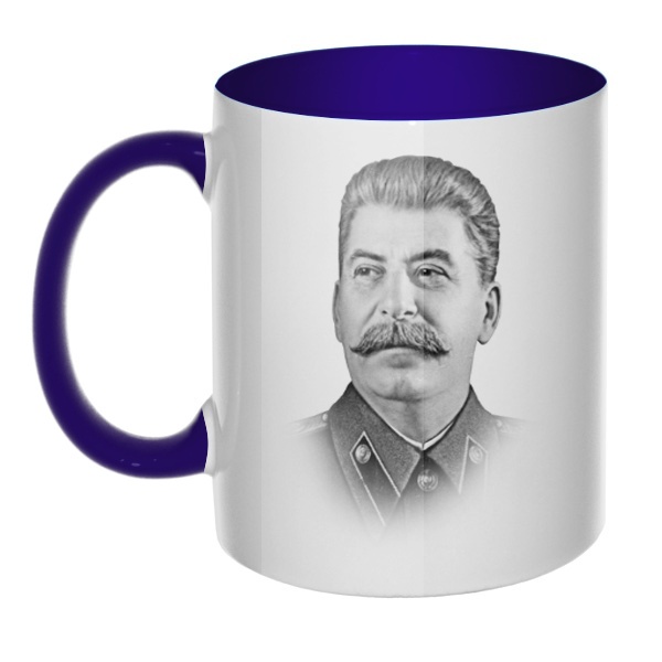 Кружка Сталин цветная внутри и ручка, цвет темно-синий