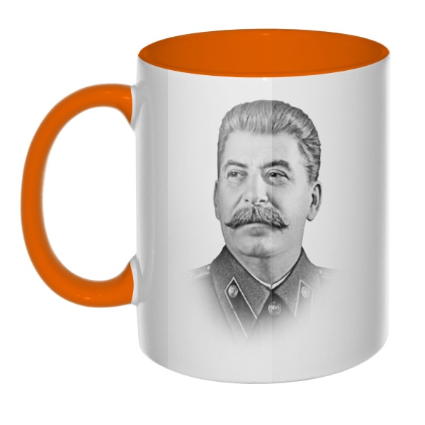 Кружка Сталин цветная внутри и ручка, цвет оранжевый