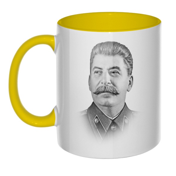 Кружка Сталин цветная внутри и ручка, цвет желтый