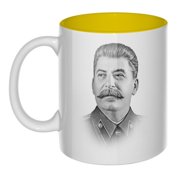 Кружка цветная внутри Сталин, цвет желтый