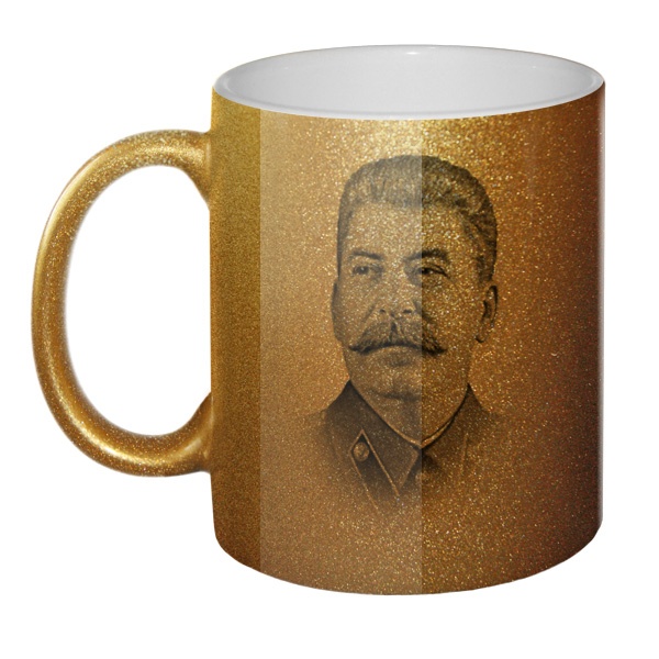 Кружка блестящая Сталин, цвет золотистый