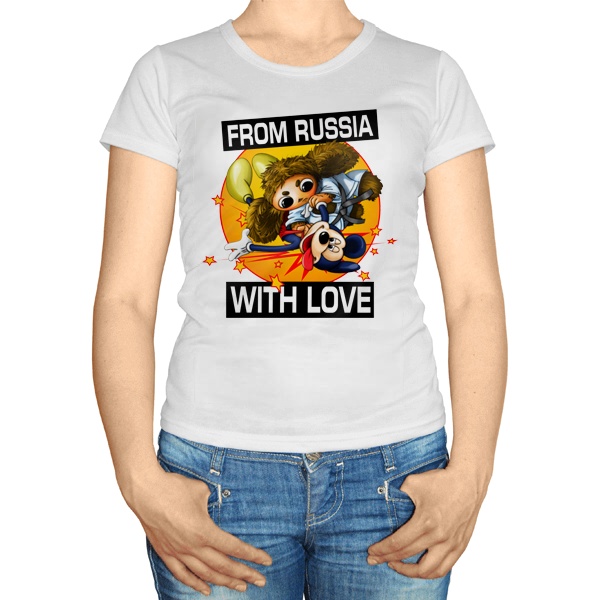 Женская футболка Cheburashka from russia with love
