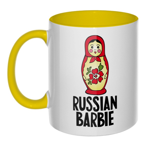 Russian Barbie, кружка цветная внутри и ручка