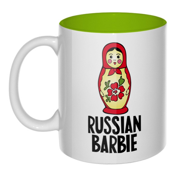 Russian Barbie, кружка цветная внутри , цвет салатовый