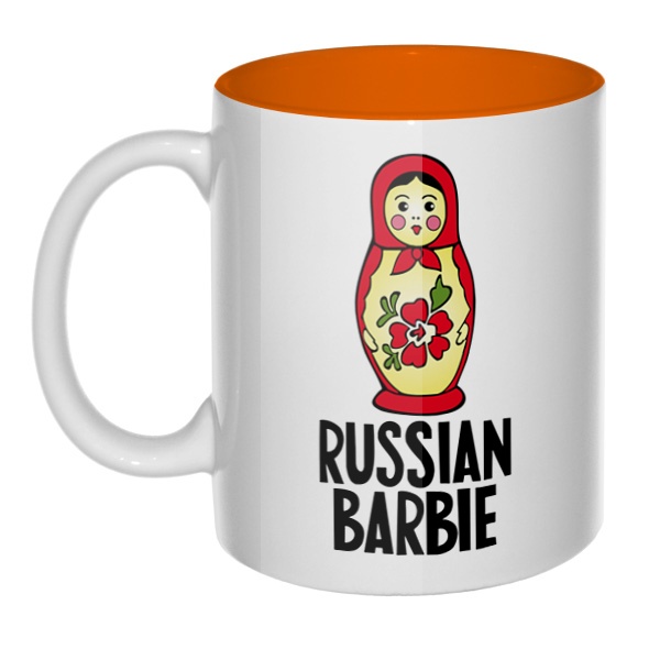 Russian Barbie, кружка цветная внутри , цвет оранжевый