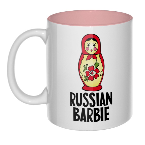 Russian Barbie, кружка цветная внутри , цвет розовый