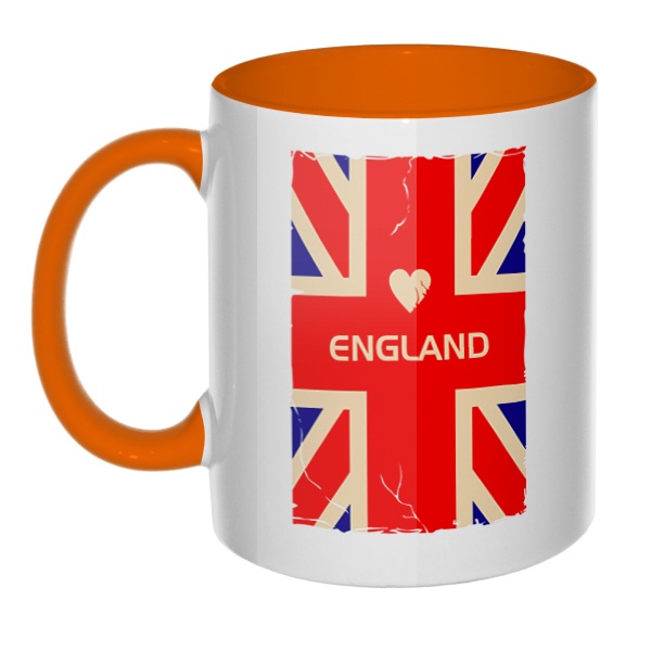 England, кружка цветная внутри и ручка, цвет оранжевый