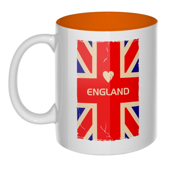 England, кружка цветная внутри , цвет оранжевый