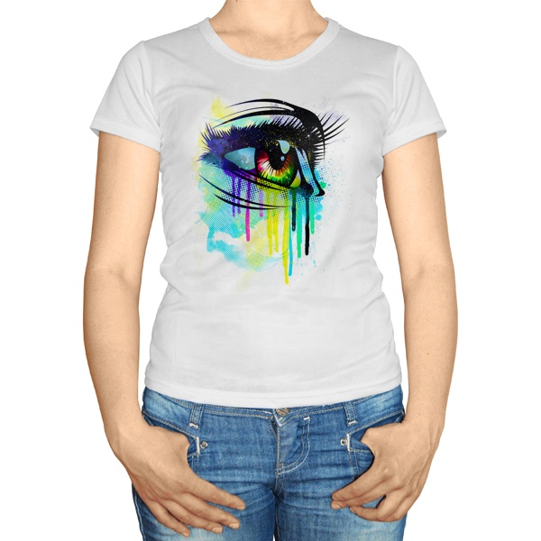 Женская футболка Рисунок женского глаза, цвет белый