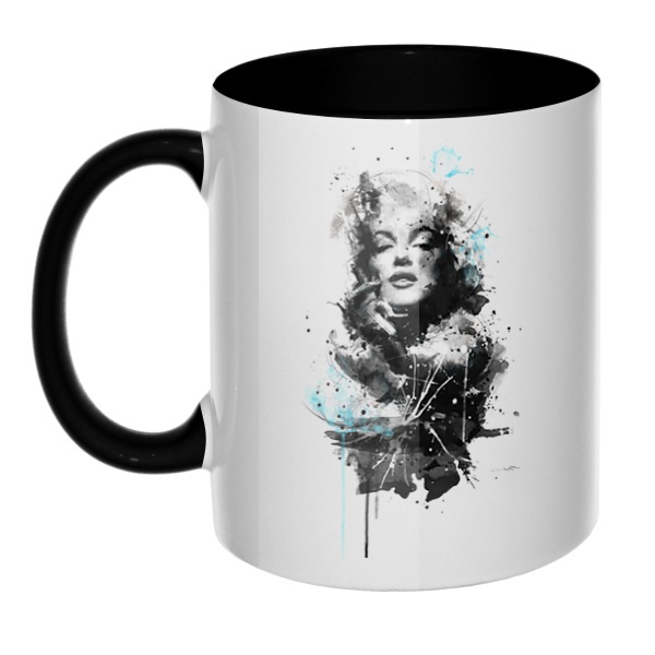 Marilyn Monroe, кружка цветная внутри и ручка, цвет черный