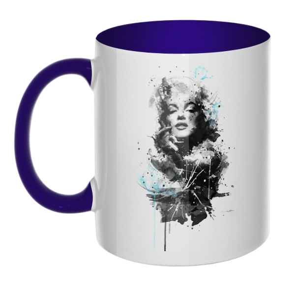 Marilyn Monroe, кружка цветная внутри и ручка, цвет темно-синий