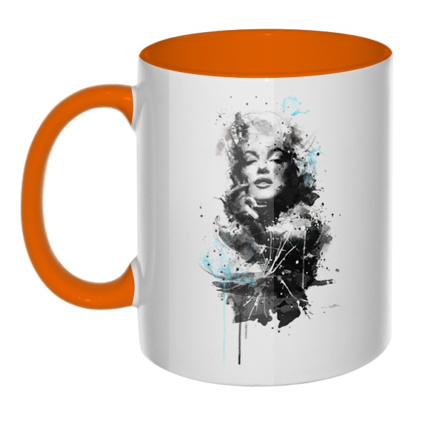 Marilyn Monroe, кружка цветная внутри и ручка, цвет оранжевый
