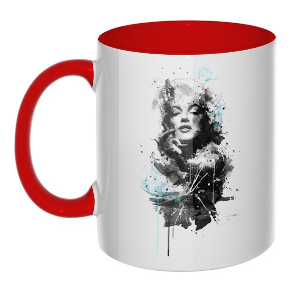 Marilyn Monroe, кружка цветная внутри и ручка, цвет красный