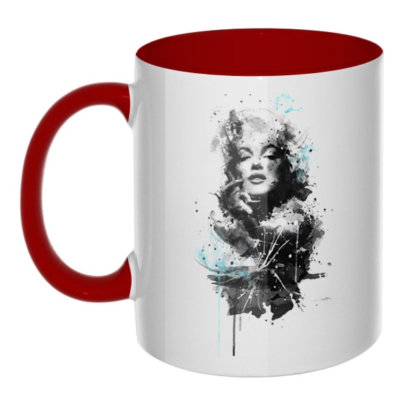 Marilyn Monroe, кружка цветная внутри и ручка, цвет бордовый