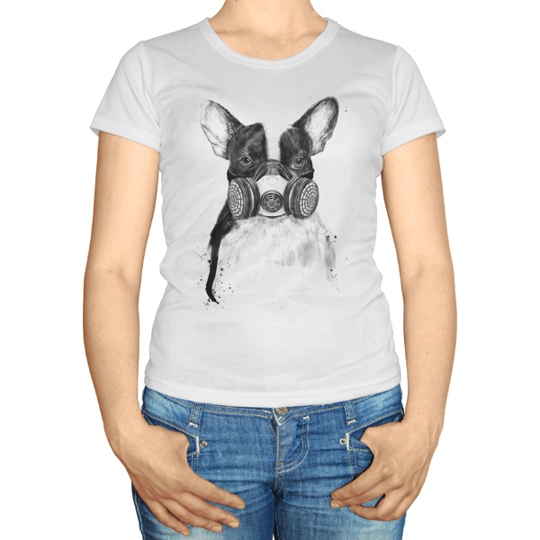 Женская футболка Собака в противогазе
